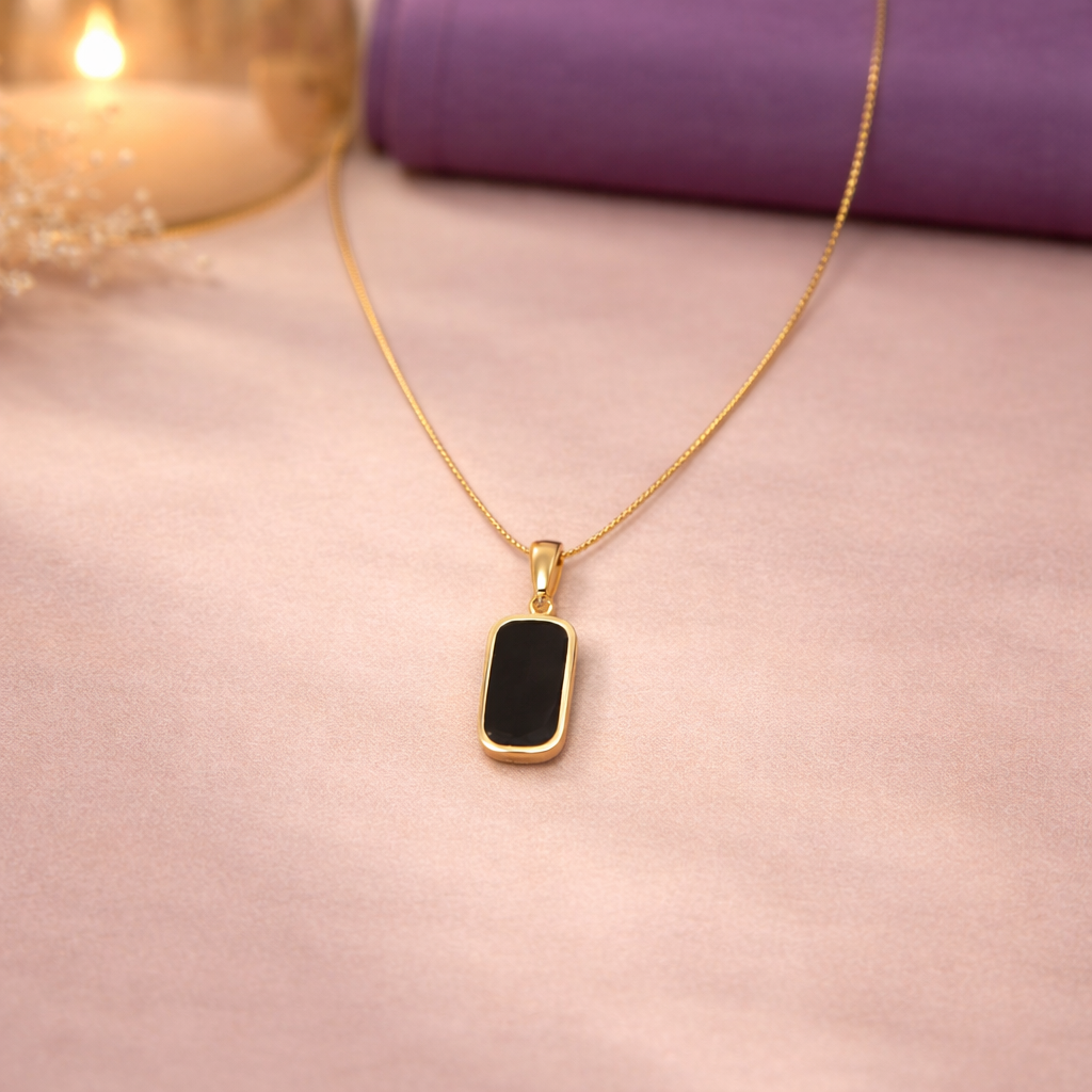 Black Octagon Gold Pendant Necklace